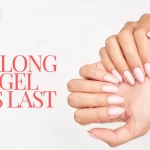 Close-up of elegant pink gel nails, demonstrating how long do gel nails last with proper care for a polished and sleek appearance.